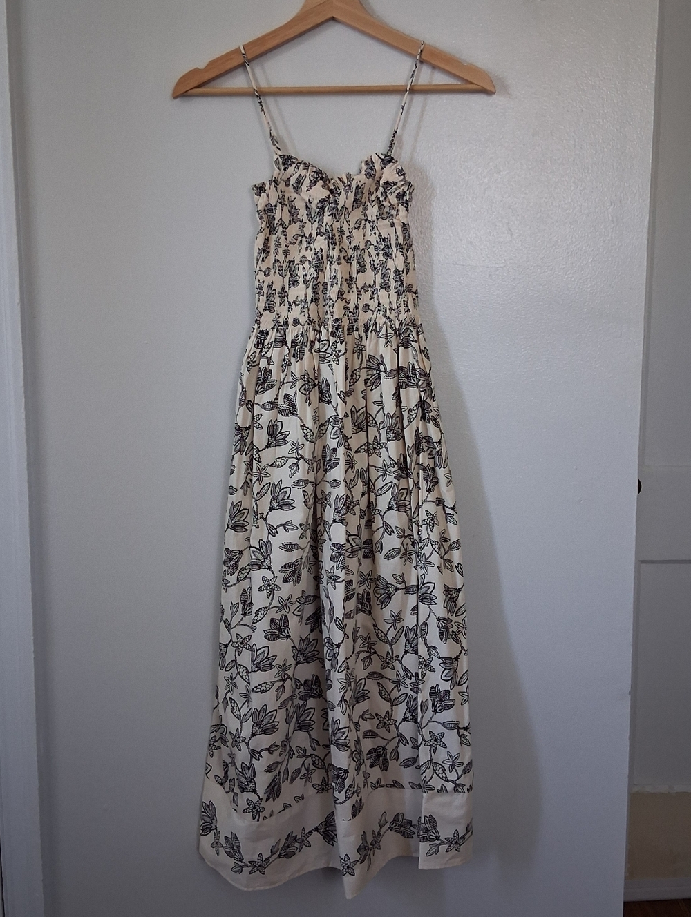 H&M Cream & Black Floral Dress Cotton